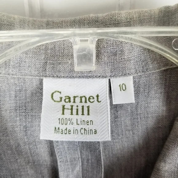 Garnet Hill Womens Linen Five Button Blazer Size 10 Gray Office Business Nuetral - Picture 5 of 7